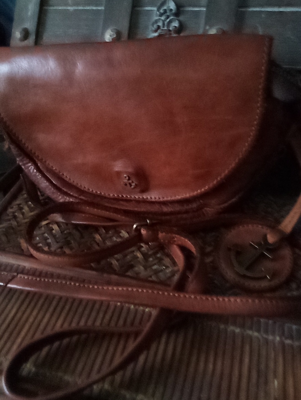 Harbor Cognac Moon Brown Leather Crossbody Bag - Classic Women's Shoulder Purse - Picture 2 of 5